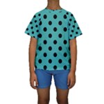 Polka Dots - Black on Verdigris Kid s Short Sleeve Swimwear