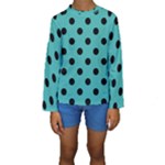 Polka Dots - Black on Verdigris Kid s Long Sleeve Swimwear