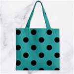 Polka Dots - Black on Verdigris Zipper Grocery Tote Bag