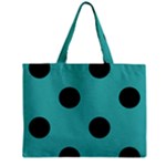 Polka Dots - Black on Verdigris Zipper Mini Tote Bag