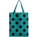 Polka Dots - Black on Verdigris Zipper Classic Tote Bag