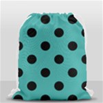 Polka Dots - Black on Verdigris Drawstring Bag (Small)