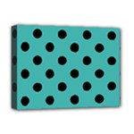 Polka Dots - Black on Verdigris Deluxe Canvas 16  x 12  (Stretched)