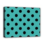 Polka Dots - Black on Verdigris Deluxe Canvas 20  x 16  (Stretched)