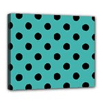 Polka Dots - Black on Verdigris Deluxe Canvas 24  x 20  (Stretched)