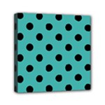Polka Dots - Black on Verdigris Mini Canvas 6  x 6  (Stretched)