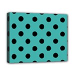 Polka Dots - Black on Verdigris Canvas 10  x 8  (Stretched)