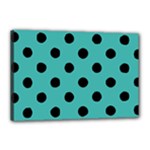Polka Dots - Black on Verdigris Canvas 18  x 12  (Stretched)