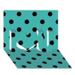 Polka Dots - Black on Verdigris I Love You 3D Greeting Card (7x5)