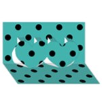 Polka Dots - Black on Verdigris Twin Hearts 3D Greeting Card (8x4)