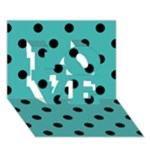 Polka Dots - Black on Verdigris LOVE 3D Greeting Card (7x5)