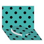 Polka Dots - Black on Verdigris Circle Bottom 3D Greeting Card (7x5)