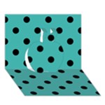 Polka Dots - Black on Verdigris Apple 3D Greeting Card (7x5)