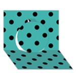 Polka Dots - Black on Verdigris Circle 3D Greeting Card (7x5)