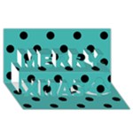 Polka Dots - Black on Verdigris Merry Xmas 3D Greeting Card (8x4)