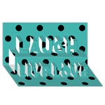 Polka Dots - Black on Verdigris Laugh Live Love 3D Greeting Card (8x4)