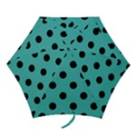 Polka Dots - Black on Verdigris Mini Umbrella