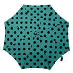 Polka Dots - Black on Verdigris Hook Handle Umbrella (Large)