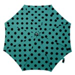 Polka Dots - Black on Verdigris Hook Handle Umbrella (Small)