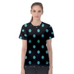 Polka Dots - Verdigris on Black Women s Sport Mesh Tee