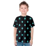 Polka Dots - Verdigris on Black Kid s Cotton Tee