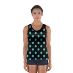Polka Dots - Verdigris on Black Women s Sport Tank Top