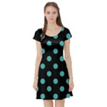 Polka Dots - Verdigris on Black Short Sleeve Skater Dress