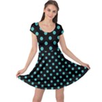 Polka Dots - Verdigris on Black Cap Sleeve Dress