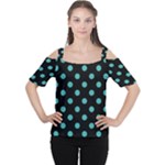 Polka Dots - Verdigris on Black Women s Cutout Shoulder Tee