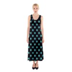Polka Dots - Verdigris on Black Full Print Maxi Dress