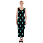 Polka Dots - Verdigris on Black Fitted Maxi Dress