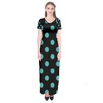 Polka Dots - Verdigris on Black Short Sleeve Maxi Dress