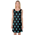 Polka Dots - Verdigris on Black Sleeveless Satin Nightdress