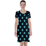 Polka Dots - Verdigris on Black Short Sleeve Nightdress