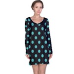 Polka Dots - Verdigris on Black Long Sleeve Nightdress