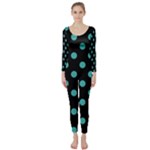 Polka Dots - Verdigris on Black Long Sleeve Catsuit