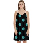 Polka Dots - Verdigris on Black Women s Reversible Sports Bra with Border