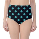 Polka Dots - Verdigris on Black High-Waist Bikini Bottoms