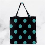 Polka Dots - Verdigris on Black Grocery Tote Bag