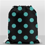 Polka Dots - Verdigris on Black Drawstring Bag (Small)