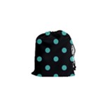 Polka Dots - Verdigris on Black Drawstring Pouch (XS)