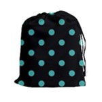 Polka Dots - Verdigris on Black Drawstring Pouch (XXl)