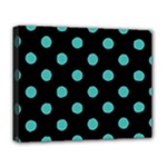 Polka Dots - Verdigris on Black Deluxe Canvas 20  x 16  (Stretched)