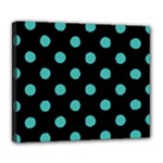 Polka Dots - Verdigris on Black Deluxe Canvas 24  x 20  (Stretched)
