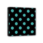 Polka Dots - Verdigris on Black Mini Canvas 4  x 4  (Stretched)