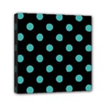 Polka Dots - Verdigris on Black Mini Canvas 6  x 6  (Stretched)