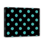 Polka Dots - Verdigris on Black Canvas 10  x 8  (Stretched)