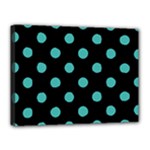 Polka Dots - Verdigris on Black Canvas 16  x 12  (Stretched)
