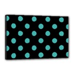 Polka Dots - Verdigris on Black Canvas 18  x 12  (Stretched)