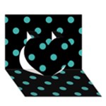 Polka Dots - Verdigris on Black Heart 3D Greeting Card (7x5)